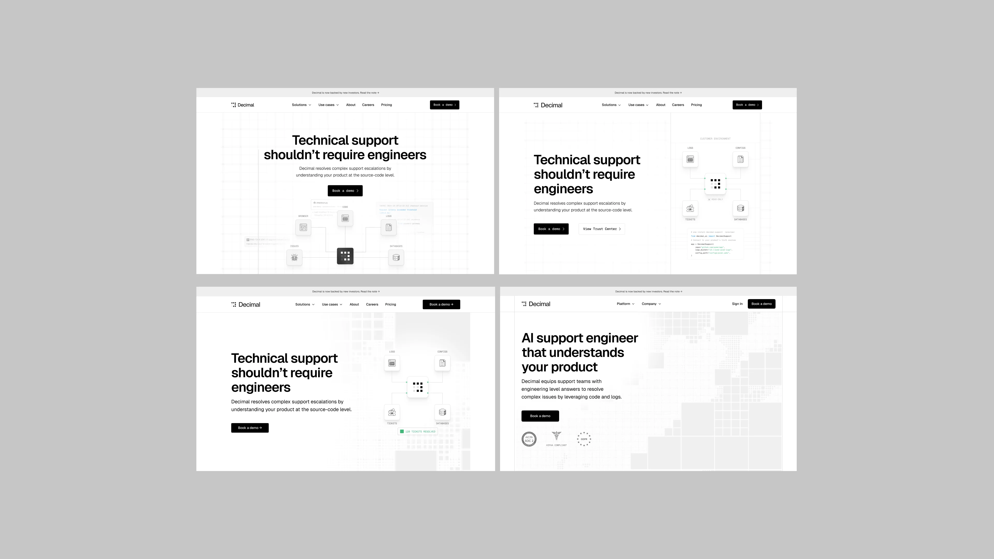 Figma workspace, homepage iterations