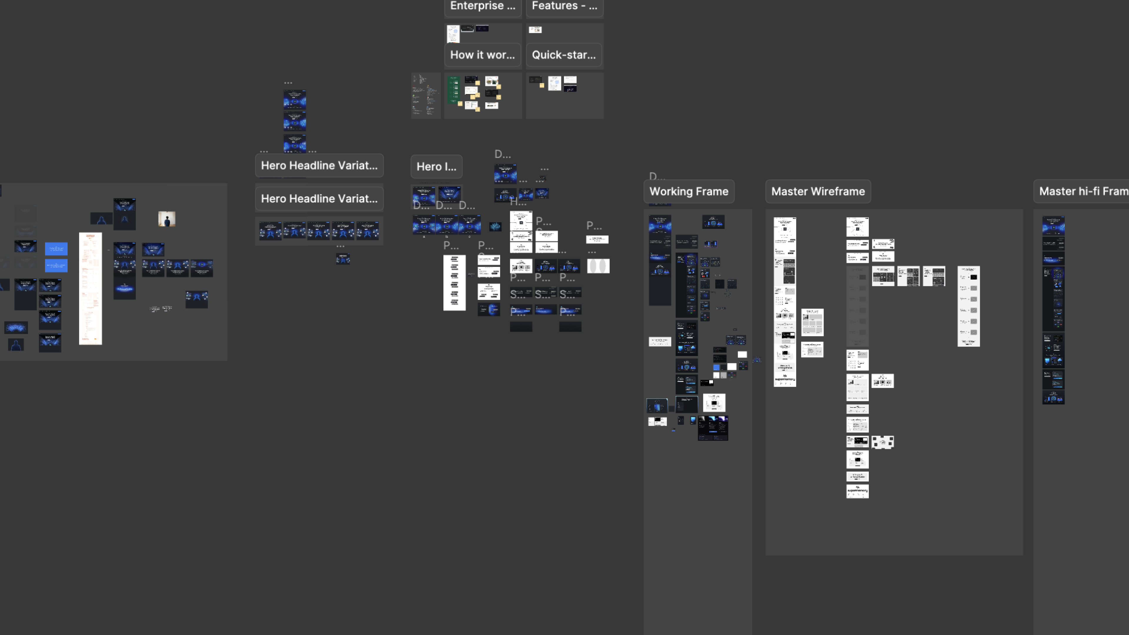 Wireframes, enterprise homepage and inner pages